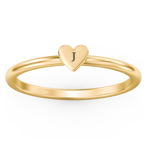 Engravable Dainty Heart Ring – 10K Yellow Gold