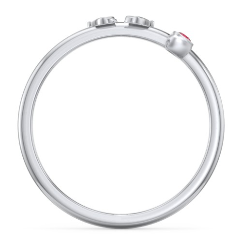 Dainty Baby Feet Ring with Birthstone – Sterling Silver with Garnet