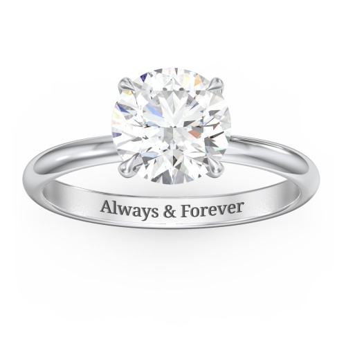 2 ct. (8mm) Classic Solitaire Moissanite Engagement Ring – 10K White Gold with Moissanite
