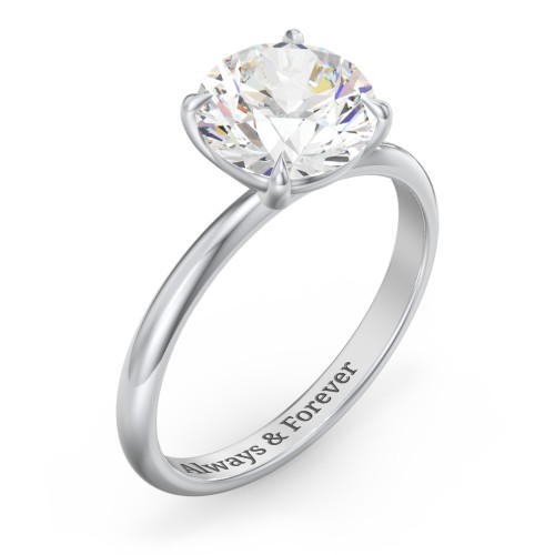2.5 ct. (8.5mm) Classic Solitaire Moissanite Engagement Ring – 10K White Gold with Moissanite
