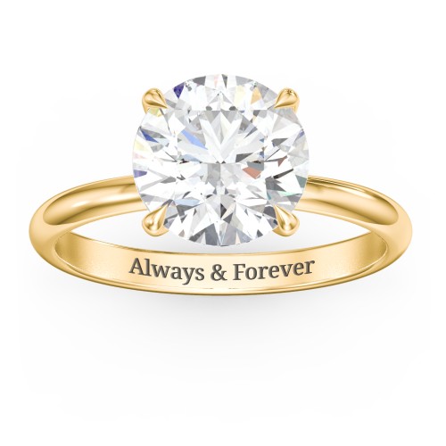 3 ct. (9mm) Classic Solitaire Moissanite Engagement Ring – 10K Yellow Gold with Moissanite