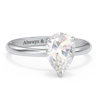 2 ct. DEW (10x7mm) Pear Solitaire Moissanite Engagement Ring