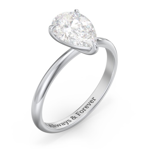 2 ct. (10x7mm) Pear Solitaire Moissanite Engagement Ring – 10K White Gold with Moissanite