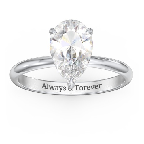 3 ct. (11x7mm) Pear Solitaire Moissanite Engagement Ring – 10K White Gold with Moissanite