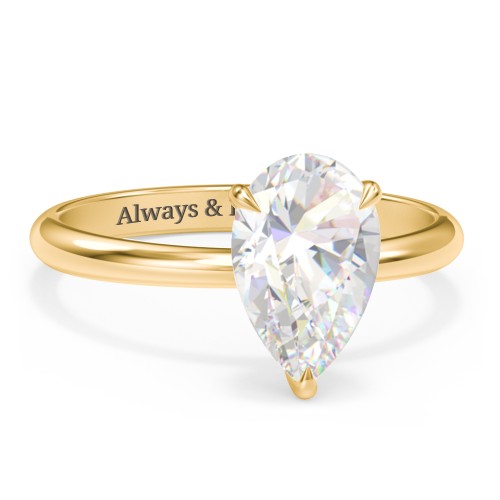 3 ct. (11x7mm) Pear Solitaire Moissanite Engagement Ring – 10K Yellow Gold with Moissanite