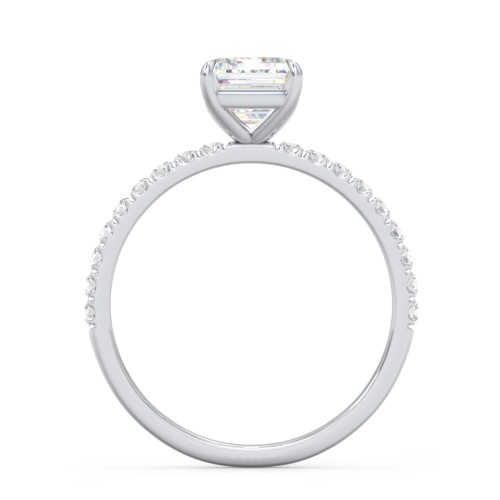 2 ct. (8x6mm) Emerald Moissanite Engagement Ring With 1.5mm Side Stones