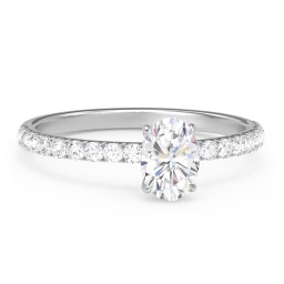 1 ct. (7x5mm) Oval Moissanite Engagement Ring With 1.5mm Side Stones