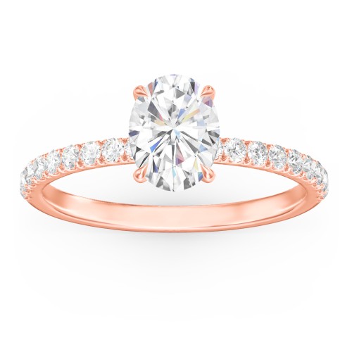 1.5 ct. (8x6mm) Oval Moissanite Engagement Ring With 1.5mm Side Stones