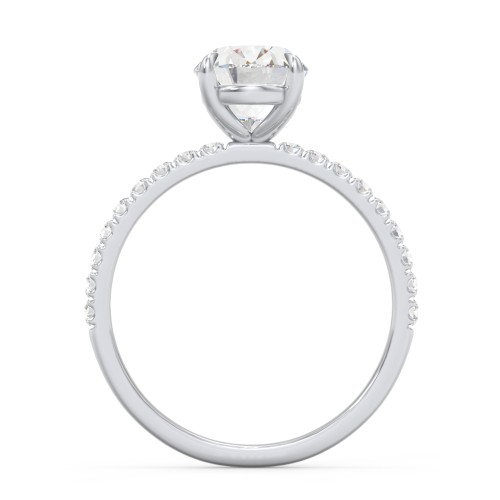 2 ct. (9x7mm) Oval Moissanite Engagement Ring With 1.5mm Side Stones – 10K White Gold with Moissanite and Lab Diamond