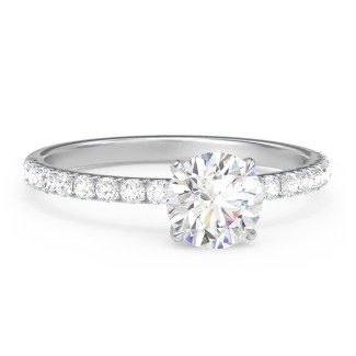 1 ct. (6.5mm) Moissanite Engagement Ring With 1.5mm Side Stones