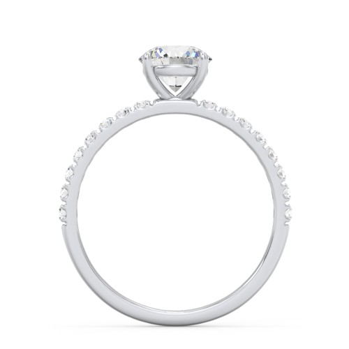 1 ct. (6.5mm) Moissanite Engagement Ring With 1.5mm Side Stones – 10K White Gold with Moissanite and Lab Diamond