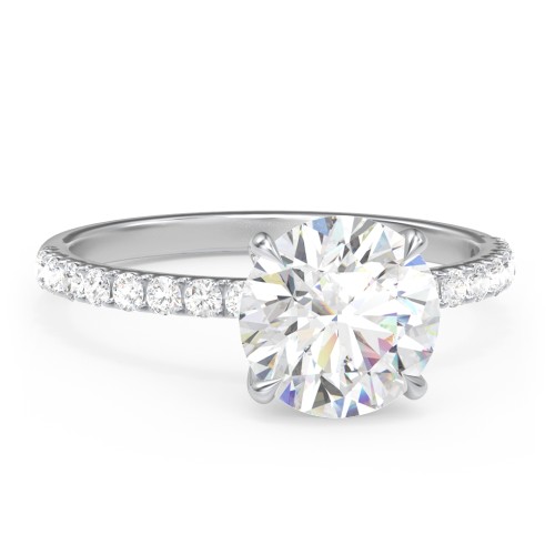 2.5 ct. (8.5mm) Moissanite Engagement Ring With 1.5mm Side Stones