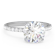 3 ct. (9mm) Moissanite Engagement Ring With 1.5mm Side Stones – 10K White Gold with Moissanite and Lab Diamond