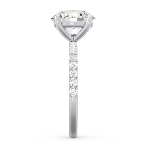 3 ct. (9mm) Moissanite Engagement Ring With 1.5mm Side Stones – 10K White Gold with Moissanite and Lab Diamond