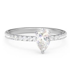 1 ct. (8x5mm) Pear Moissanite Engagement Ring With 1.5mm Side Stones