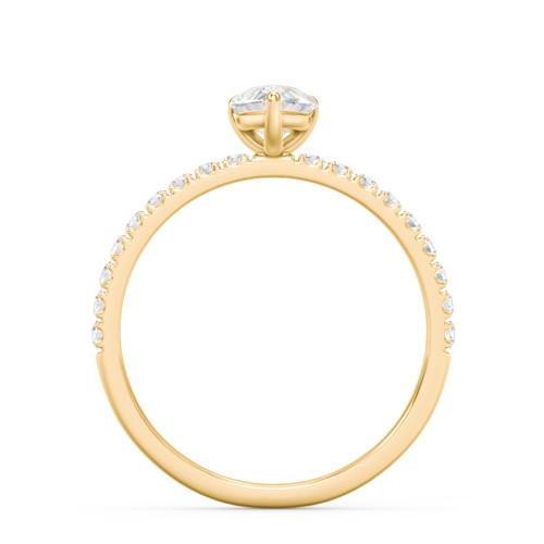 1 ct. (8x5mm) Pear Moissanite Engagement Ring With 1.5mm Side Stones – 10K Yellow Gold with Moissanite and Lab Diamond