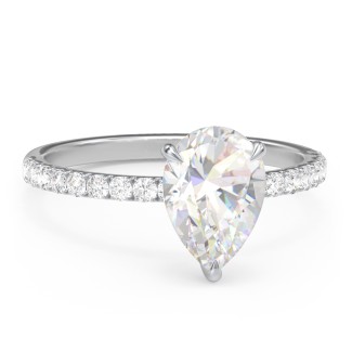 2 ct. (10x7mm) Pear Moissanite Engagement Ring With 1.5mm Side Stones