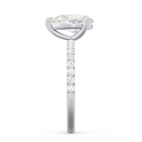 2 ct. (10x7mm) Pear Moissanite Engagement Ring With 1.5mm Side Stones – 10K White Gold with Moissanite and Lab Diamond