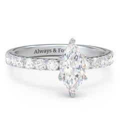 1 ct. (10x5mm) Marquise Moissanite Engagement Ring With 2mm Side Stones