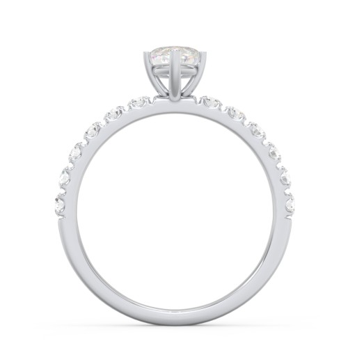 1 ct. (10x5mm) Marquise Moissanite Engagement Ring With 2mm Side Stones – 10K White Gold with Moissanite and Lab Diamond
