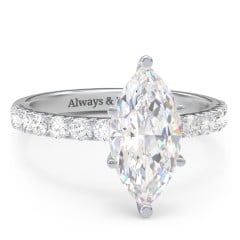 3 ct. (14x7mm) Marquise Moissanite Engagement Ring With 2mm Side Stones