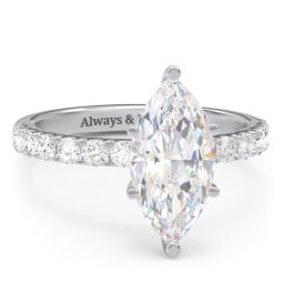 3 ct. (14x7mm) Marquise Moissanite Engagement Ring With 2mm Side Stones