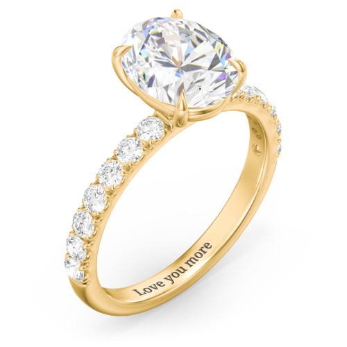 3 ct. (10x8mm) Oval Moissanite Engagement Ring With 2mm Side Stones