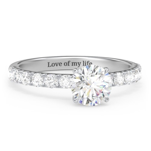 1 ct. (6.5mm) Moissanite Engagement Ring With 2mm Side Stones