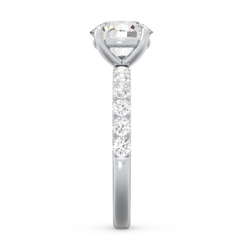 2 ct. (8mm) Moissanite Engagement Ring With 2mm Side Stones – 10K White Gold with Moissanite and Lab Diamond