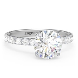 2.5 ct. (8.5mm) Moissanite Engagement Ring With 2mm Side Stones