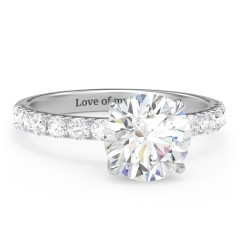 2.5 ct. (8.5mm) Moissanite Engagement Ring With 2mm Side Stones – 10K White Gold with Moissanite and Lab Diamond