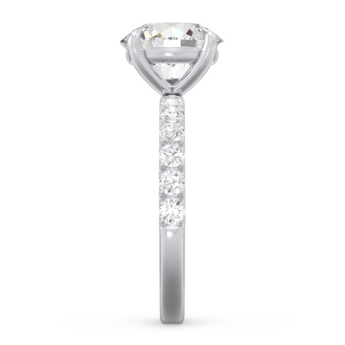 3 ct. (9mm) Moissanite Engagement Ring With 2mm Side Stones – 10K White Gold with Moissanite and Lab Diamond