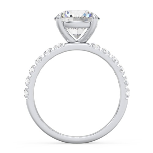 3 ct. (9mm) Moissanite Engagement Ring With 2mm Side Stones – 10K White Gold with Moissanite and Lab Diamond