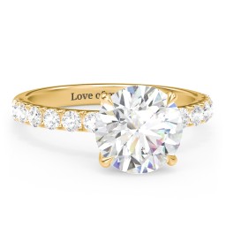 3 ct. (9mm) Moissanite Engagement Ring With 2mm Side Stones in 10K Solid Yellow Gold