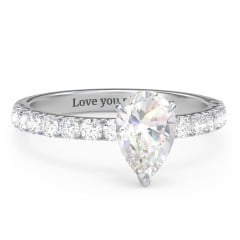 1.5 ct. (9x6mm) Pear Moissanite Engagement Ring With 2mm Side Stones