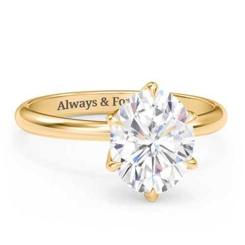 3 ct. (10x8mm) Moissanite Engagement Ring with Tulip Setting – 10K Yellow Gold with Moissanite