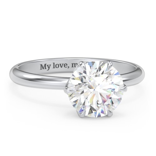 2.5 ct. (8.5mm) Moissanite Engagement Ring with Tulip Setting – 10K White Gold with Moissanite