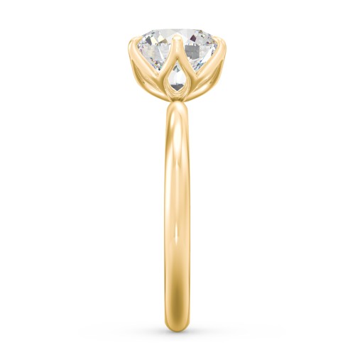 2.5 ct. (8.5mm) Moissanite Engagement Ring with Tulip Setting – 10K Yellow Gold with Moissanite