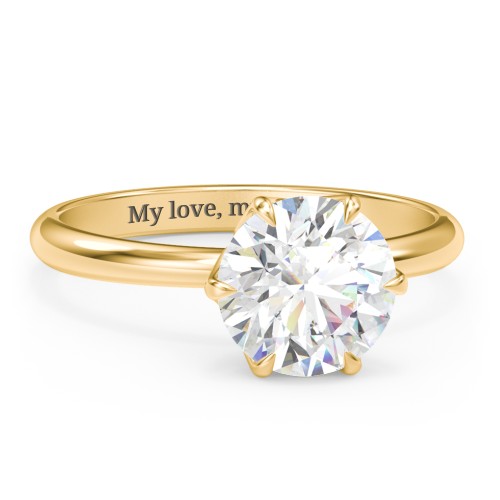 2.5 ct. (8.5mm) Moissanite Engagement Ring with Tulip Setting – 10K Yellow Gold with Moissanite