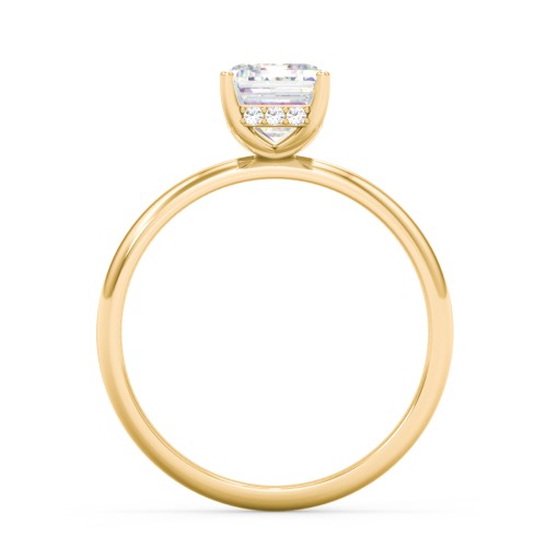 2 ct. (8x6mm) Emerald-Cut Moissanite Engagement Ring with Hidden Halo – 10K Yellow Gold with Moissanite and Lab Diamond