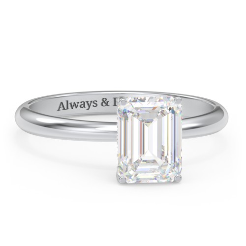 2 ct. (8x6mm) Emerald-Cut Moissanite Engagement Ring with Hidden Halo
