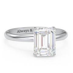 3 ct. (9x7mm) Emerald-Cut Moissanite Engagement Ring with Hidden Halo – 10K White Gold with Moissanite and Lab Diamond