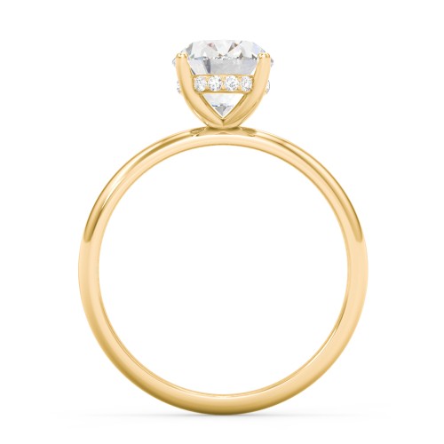 2 ct. (9x7mm) Oval Moissanite Engagement Ring with Hidden Halo – 10K Yellow Gold with Moissanite and Lab Diamond
