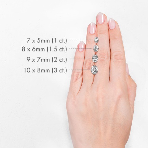 2 ct. (9x7mm) Oval Moissanite Engagement Ring with Hidden Halo – 10K White Gold with Moissanite and Lab Diamond
