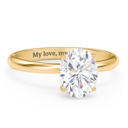 2 ct. (9x7mm) Oval Moissanite Engagement Ring with Hidden Halo in 10K Solid Yellow Gold