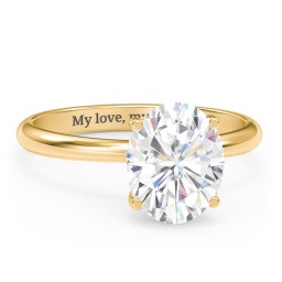 3 ct. (10x8mm) Oval Moissanite Engagement Ring with Hidden Halo in 10K Solid Yellow Gold