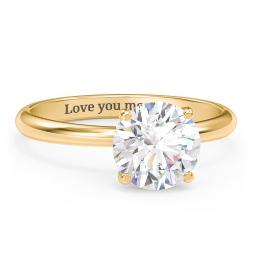 2 ct. (8mm) Moissanite Engagement Ring with Hidden Halo – 10K Yellow Gold with Moissanite and Lab Diamond