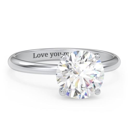 2.5 ct. (8.5mm) Moissanite Engagement Ring with Hidden Halo – 10K White Gold with Moissanite and Lab Diamond