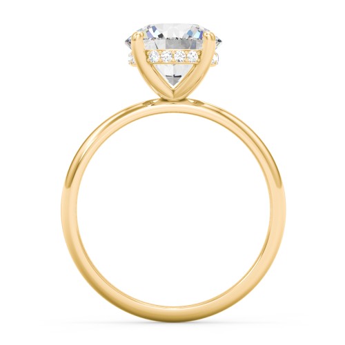 2.5 ct. (8.5mm) Moissanite Engagement Ring with Hidden Halo – 10K Yellow Gold with Moissanite and Lab Diamond