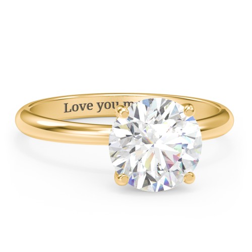 2.5 ct. (8.5mm) Moissanite Engagement Ring with Hidden Halo – 10K Yellow Gold with Moissanite and Lab Diamond